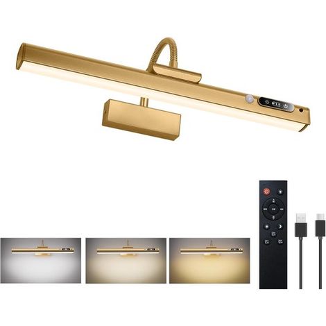 Lampada da parete per quadri e ritratti, con sensore di movimento, diametro 15,7 pollici (circa 40 cm), batteria ricaricabile da 9000 mAh, colore oro. Ideale per dipingere e ritrarre. (1/5)