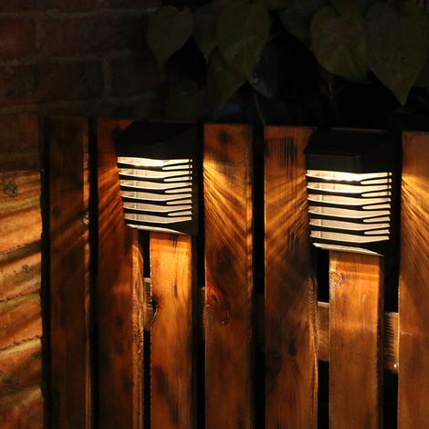 2-teiliges Solar-Außenleuchten-Set – Solar-Terrassenleuchte & Zaunleuchte mit 2 Helligkeitsstufen – IP65 wasserdicht – Schwarz – Geeignet für Garten, Terrasse, Treppe und Wand (1/4)