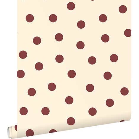 papier peint à motif de petits points beige et rouge bordeaux - ESTAhome (1/5)