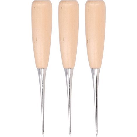 Poinçon en cuir pour bricolage, outil en bois de pin, fabricant de trous en acier, poinçons pour le cuir, outils pour le papier, 3 pièces (1/5)