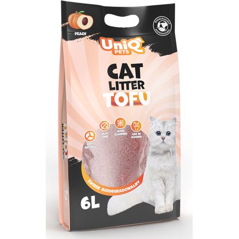 Arena para gatos biodegradable de tofu Uniq Pets, 2,5 kg, color melocotón. (1/2)