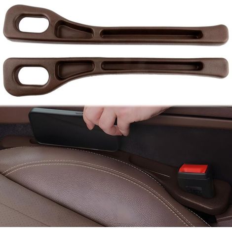 2er-Pack Universal-Aufbewahrungsboxen für Autositzlücken, Universal-Füller für Autositzlücken, Autositzlückenfüller, Braun (1/4)