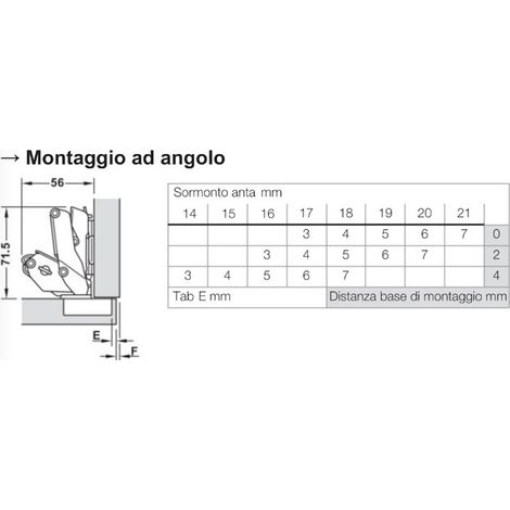CERNIERA HAFELE METALLA 155° PIANA NERA AMMORTIZZATA (1/3)
