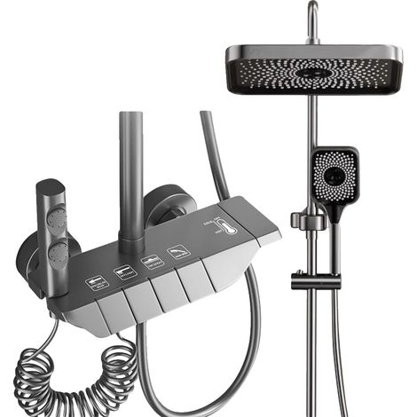 Ensemble de robinet de douche, équilibré en pression, hauteur réglable, Gris sans affichage (1/2)