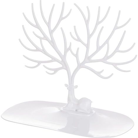Support à bijoux en forme de cerf, arbre à bijoux décoratif en bois de cerf, pour colliers, bracelets, bagues, boucles d'oreilles, blanc (1/5)