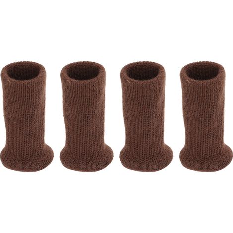 4 paires de chaussettes pour pieds de meuble, antidérapantes, silencieuses et résistantes, en tricot marron foncé, protège-sols pour chaises (1/5)