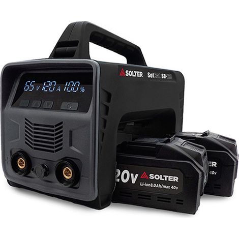 Equipo de soldadura, solbat sb-120 90a + 2 baterías lítio 20 v/40 v, 26,6 x 15,8 x 22 cm