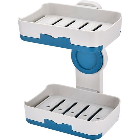 JANMIR-Boîte à savon créative à double compartiment détachable, porte-savon non poreux pour salle de bain (bleu 12,28,53 cm) (1/4)