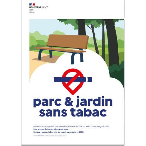 Panneau "Parc et jardin sans tabac" – Décret 2025-582 – ALUMINIUM – Format 15x21 cm – Signalétique obligatoire