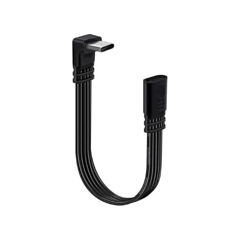 Câble USB C Coudé vers USB C Rallonge Mâle Femelle 10cm Type C 90 Degré Charge Rapide et Transfert de Données Cordon Plat Flexible pour Ordinateur Portable Smartphone Tablette Appareil (1/5)