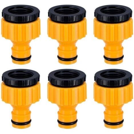 Plastique 3/4 '' and 1/2 '' BSP 2in1 Nez de Robinet d'arrosage à Visser débit Tap Connector Threaded Faucet Adapter 6 Pack (1/5)