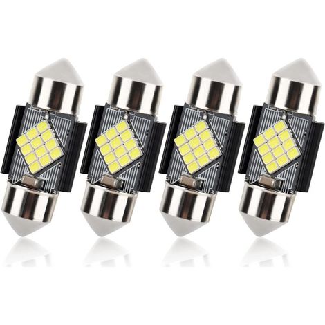 4x LED 31mm 2016 Ampoule LED Dôme Lumière Colorée Anti-erreur DC 12V Voiture Blanche (1/5)