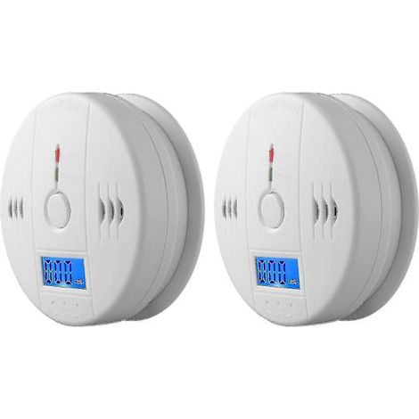 Set aus zwei Rauch- und Kohlenmonoxidmeldern mit LCD-Bildschirm. (1/5)