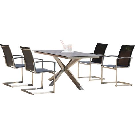 Sonnenpartner 5-teilige Sitzgruppe Millenium & Base-Spectra diagonal 160x90 cm Edelstahl mit Textile (1/3)