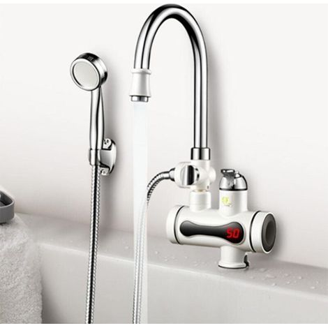 Robinet Chauffe-Eau Instantané - 220 V - 3 kW - Température Réglable 30-60 °C - Affichage Numérique - Pour Cuisine et Salle De Bain - 1 Pièce