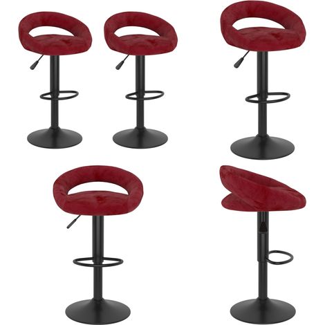 vidaXL Tabourets de bar lot de 2 rouge bordeaux velours (1/5)