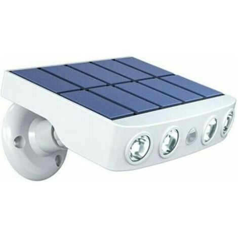 royaluxe-Lampe solaire extérieur étanche orientable avec détecteur de mouvement - Panneau a recharge rapide Haute Qualité - 4 Leds COB Blanc froid 500 Lumens - Allumage automatique IP65 Neige Pluie Ch