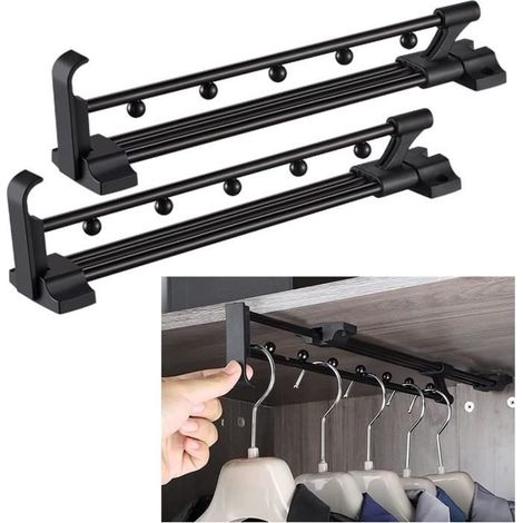 Tringle Penderie Escamotable,Extractible Porte Pantalon Coulissant,Longueur 305 mm Tringle Coulissante Penderie (1/4)