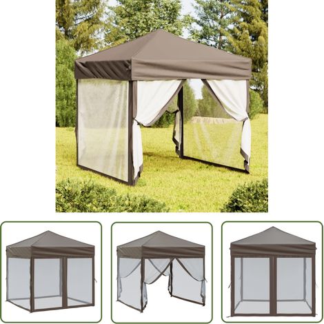 Tente de réception extérieure - vidaXL Tente de réception pliable avec parois Taupe 2x2 m - Tente de réception famille (1/5)