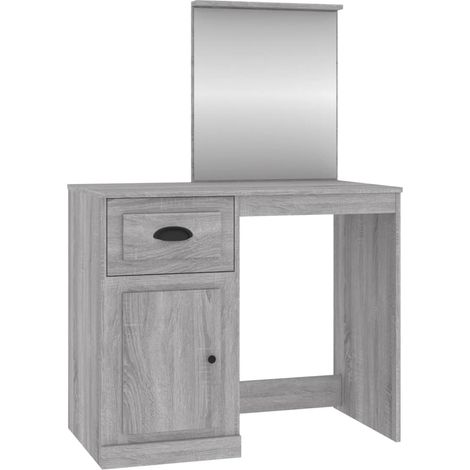 Tocador con espejo 90 x 50 x 132,5 cm madera de ingeniería gris 020006311