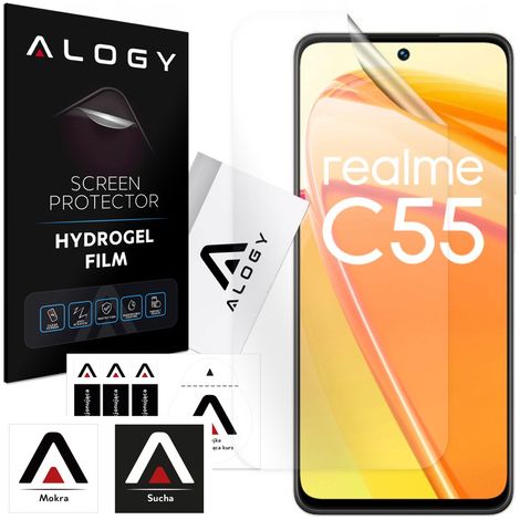 Pellicola in idrogel per la protezione dello schermo del Realme C55, pellicola in idrogel Alogy (1/4)
