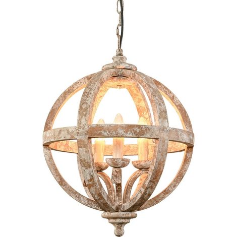 Solara Orb Pendant Ceiling Light - Wood - L42 x W42 x H52 cm - Brown