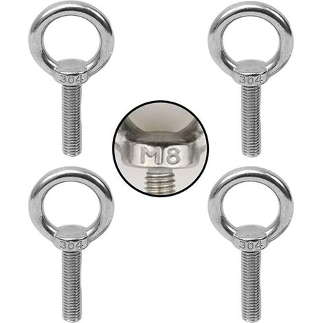 Filiyano-Ensemble de 4 anneaux de levage, boulons à œillet, bagues de fixation filetées, vis à anneau en acier inoxydable 304, boulons à œillet ronds (1/5)