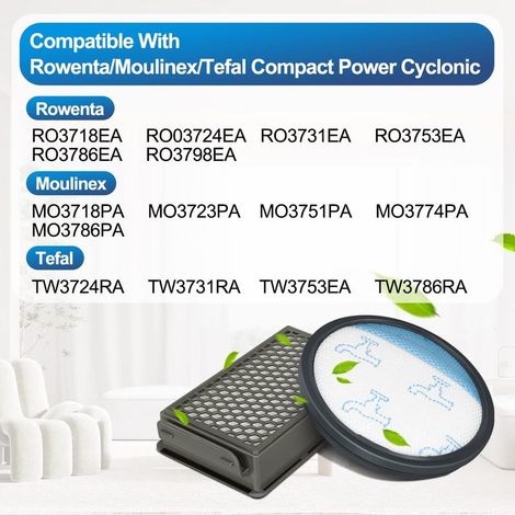 Filtro HEPA Jajadeal per aspirapolvere ciclonici compatti Rowenta / Moulinex / Tefal RO3731EA RO3753EA RO3786EA, filtro di ricambio compatibile con ZR005901 (1/4)