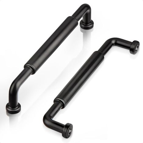 Lot de 2 poignées de meubles, entraxe 128 mm, tubes ronds classiques, poignées de meubles de cuisine noires, poignées en alliage de zinc pour chambre à coucher (1/5)