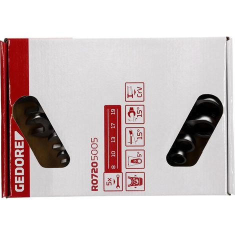 Gedore RED R07205005 juego de 5 llaves combinadas cromadas mate (1/4)