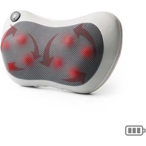 Este masajeador shiatsu compacto recargable con 4 LED infrarrojos es ideal para combatir el estrés y el cansancio con un agradable y reparador masaje