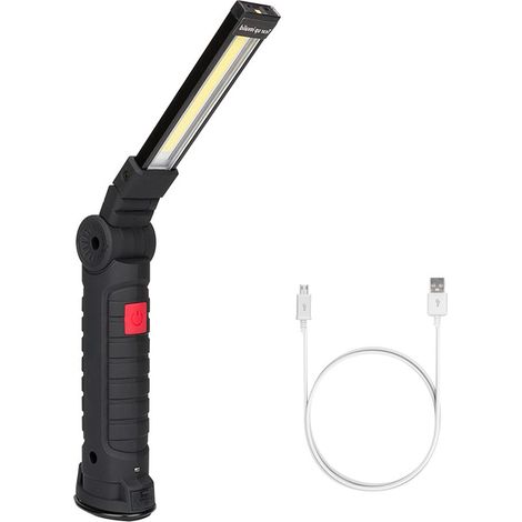 Lampe De Travail Led Rechargeable - Base Magnetique - Rotation 360° - 5 Modes D'éclairage - Pour Réparation Automobile Et Travaux Domestiques - 1 Pièce (1/5)