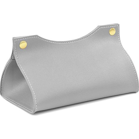 Taschentuchbox aus Leder, Taschentuchhalter, Serviettenhalter, Taschentuchbox im skandinavischen Stil, faltbare Taschentuchbox (grau)