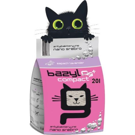 Lettiera per gatti Bazyl Ag+ Compact alla lavanda e bentonite, 20 litri.