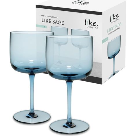 Verre À Vin, Ensemble De 2 Pcs, Verre Coloré Bleu Glacé, Contenance 270 Ml (1/5)