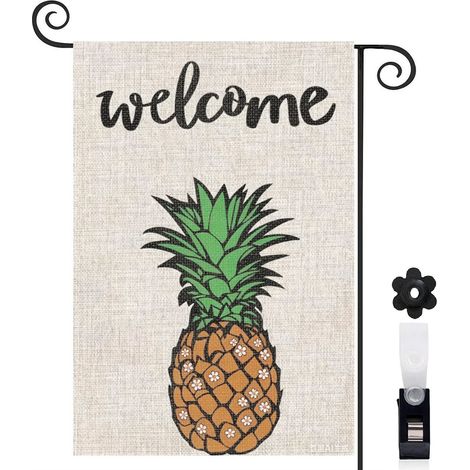 Bannière de cour ananas et jardin japonais 30 x 45 cm décoration extérieure et intérieure (1/5)