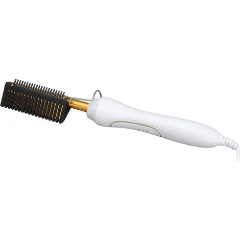 Professioneller 2-in-1 Glätt- und Lockenkamm, Platinweiß, Spannung 110-240V, schnelles Aufheizen, für trockenes und nasses Haar, europäischer Stecker. (1/5)