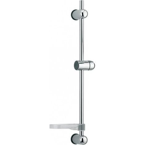 Duschstange Durchmesser 18 mm mit variablem Achsabstand, inklusive Seifenschale, Edelstahl und ABS