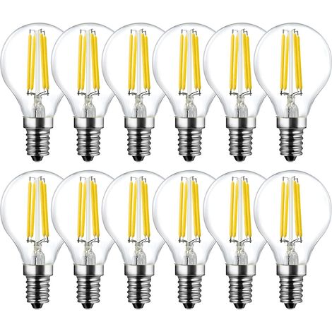 CCYKXA Pack of 12 E14 G45 Dimmable LED Bulbs, Warm White 2700K, Edison Bulb 6W=60W, 600LM, AC 220-240V, LED Filament, Small Glass Bulbs for Table Lamps and Floor Lamps (1/5)