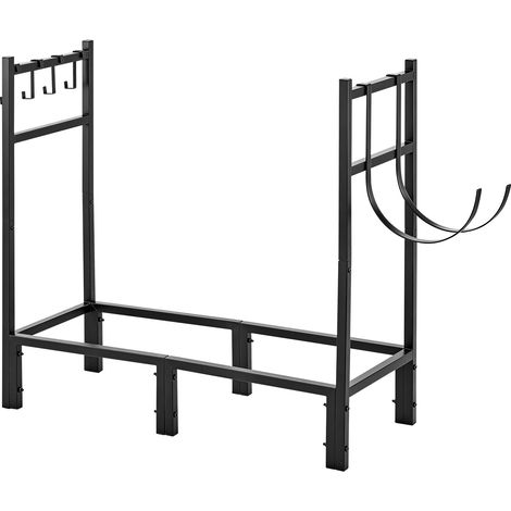 Mophorn Portalegna da 830 mm per Interni con Capacità di Carico di 250 kg, Ideale per Camino, Patio e Terrazzo, Struttura in Metallo con Borsa per Riporre la Legna da Ardere, Colore Nero (1/5)