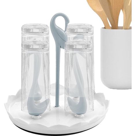 Égouttoir à tasses Swan - Porte-bouteilles - Boîte de rangement pour égouttage de tasses - Égouttoir bleu - Égouttoir en PP bleu - Égouttoir pour quatre tasses - PP bleu clair (1/5)