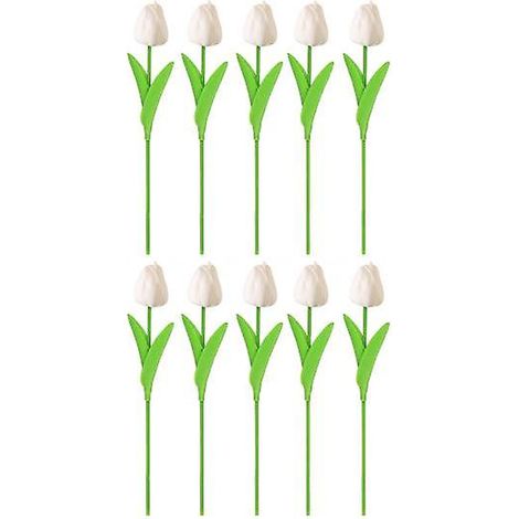 Lot de 10 branches de tulipes artificielles avec tige, réalistes et réutilisables, pour la décoration florale printanière, les mariages et les fêtes, accessoires photo.blanc (1/5)