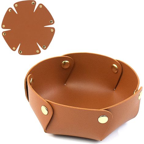 Plateau hexagonal en cuir PU, organiseur de rangement pour clés, téléphone, pièces, portefeuille et montres (1/5)