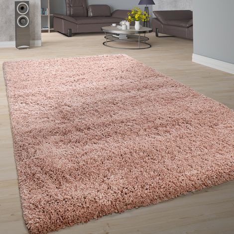 Paco Home Tappeto Pelo Lungo Salotto Moderno Shaggy Moderno Monocolore Tappeto Morbido Rosa 240x340 cm
