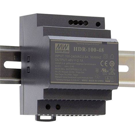 MEAN WELL HDR-100-24N Alimentatore per guida DIN 24 V/DC 4.2 A 100.8 W Num. uscite:1 x Contenuto 1 pz. (1/4)