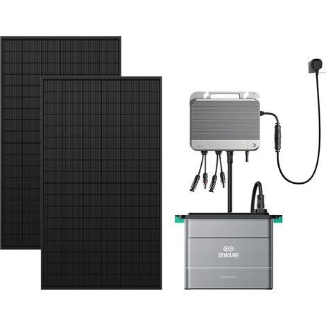 Zendure SolarFlow 800 – 800W Balkonkraftwerk Komplettset mit Mikrowechselrichter, direkt an Steckdose betreibbar, mit 450W x2 bifaziale Solarmodule inkl. Zubehör, AB2000X 1920Wh Kapazitäten