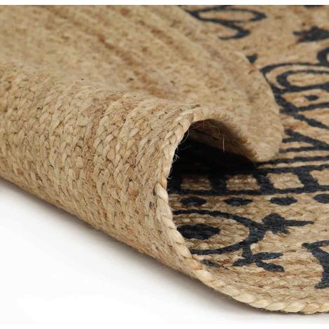 Maison Exclusive - Teppich Handgefertigt Jute mit Dunkelblauem Au (1/5)