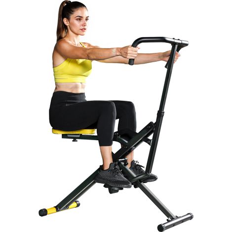 Máquina de abdominales plegable Total Crunch con asiento ajustable, fabricada en metal y plástico, 57x105x115 cm, amarilla. (1/5)