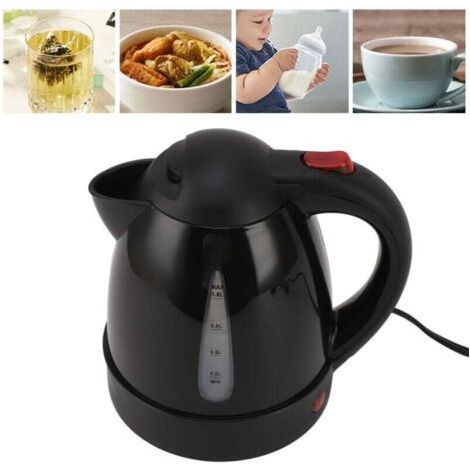 Electric Kettle 150W 1L Black Road Hot Water Boiler Stainless Steel Liner Auto Shut Off Tea Kettle 12V Car Cigarette Socket for Sedans SUV (1/5)
