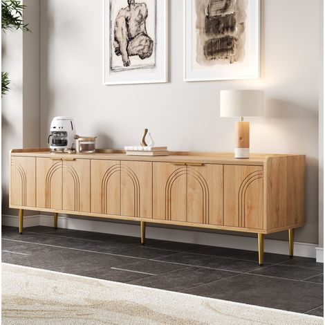 Mueble TV con almacenaje MDF 170 cm natural OKMYHOME (1/5)